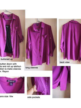Pretty fuchsia Ladies Button Down blouse from Roman's